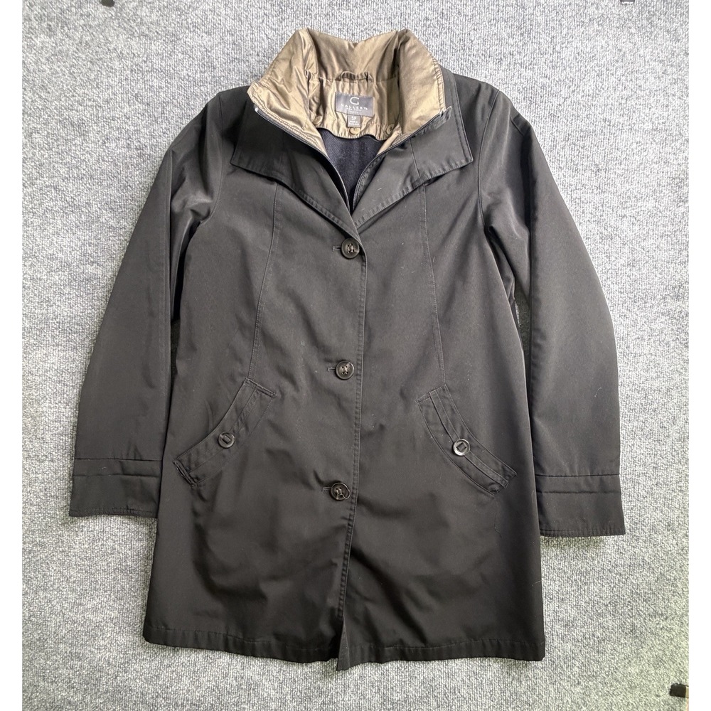 Gallery NY Coat Women's Coat‎ Hooded Rain Jacket Black Size SP
